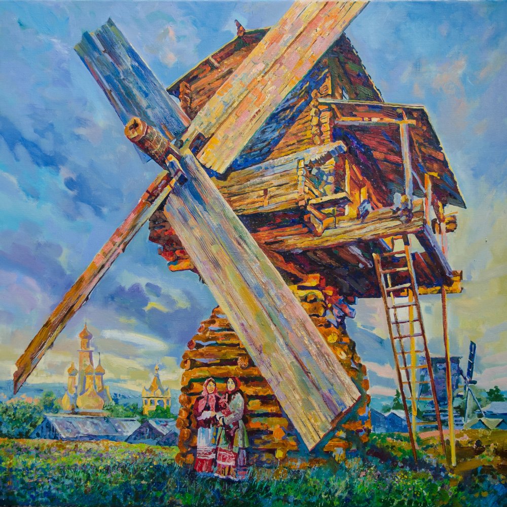 Кимжа .基姆扎河 100X100см . холст масло 布面油画 2018年.jpg