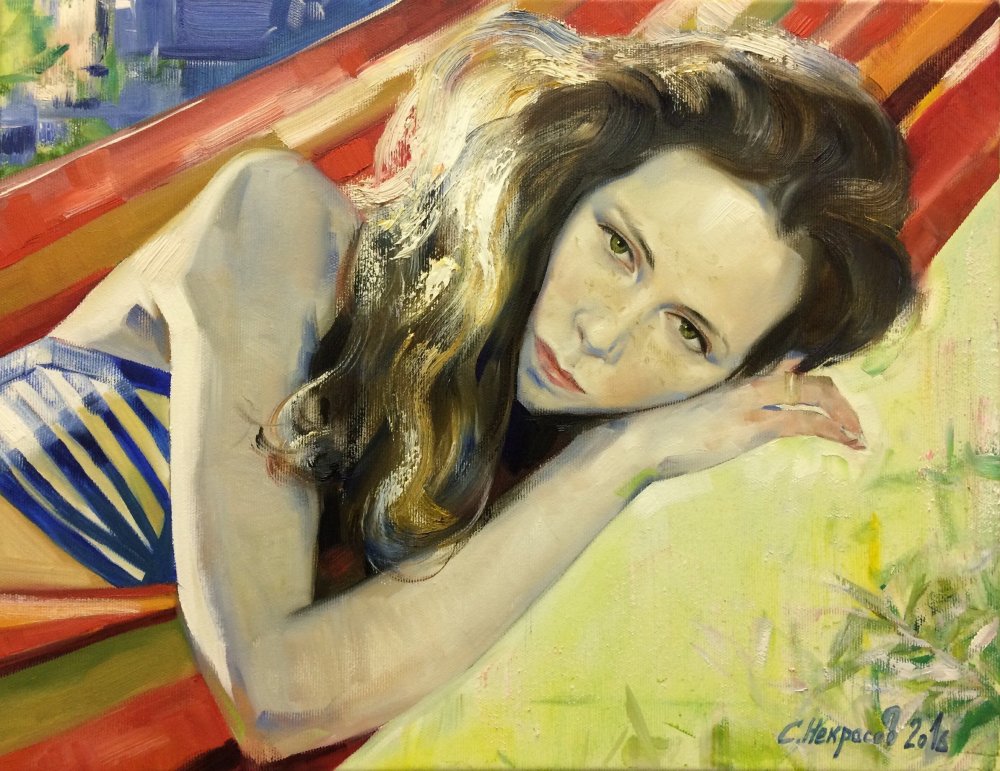 阳光下的少女 35х45cm 布面油画 2016年.jpeg