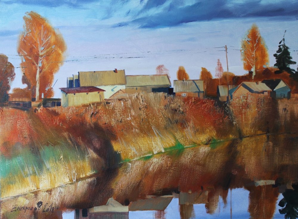 乡村的傍晚 布面油画 60х80cm 2018年.jpg