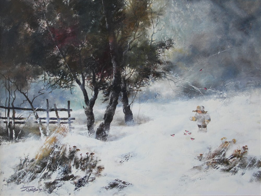 戈洛温•孔斯坦京• 阿列克谢耶维奇《红腹灰雀》 60x73cm   2012年  布面油画.jpg