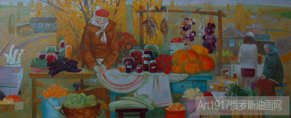 洛巴诺娃·阿纳斯塔西娅 《水果摊》50x120cm .jpg