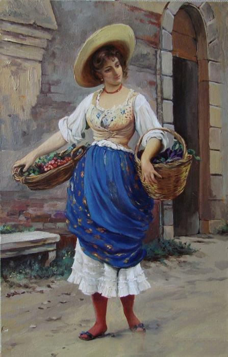 叶列娜•科罗廖娃《卖花》油画 50x35cm.jpg