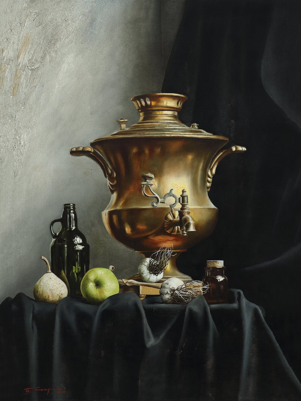 A25伊利亚     霍和林 《茶炊》  2015年70x50cm  布面油画.jpg