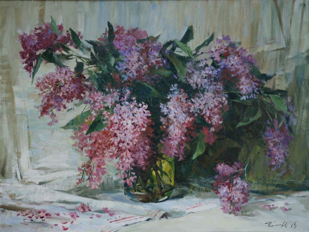 B50捷尔普戈哇·尤莉娅 俄罗斯艺术家协会会员 《丁香花》布面油画 80x60cm  2015年.JPG