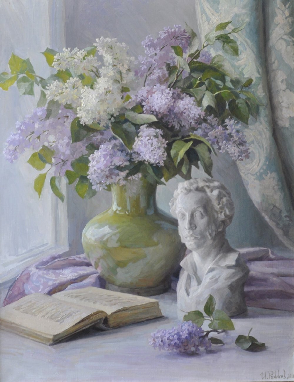 E24罗日科夫·伊里亚 俄罗斯艺术家协会会员  《普希金丁香花》布面油画  77.5X60cm  2018年.jpg