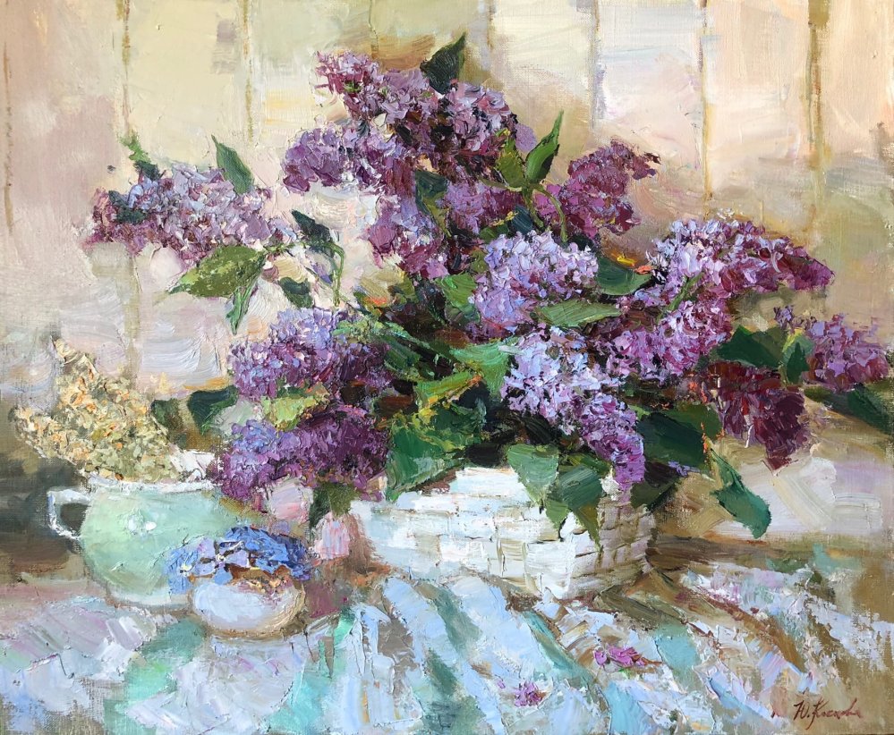 A29尤利娅 •科斯茨娃 俄罗斯艺术家协会会员 《丁香花束》  布面油画 50х60cm  2020年.jpg