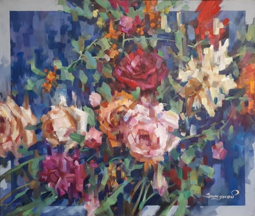 4.芬芳的玫瑰 布面油画  60х70cm 2019年.jpg