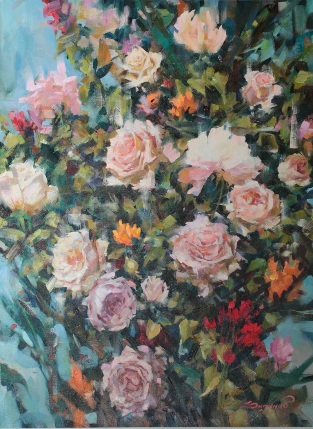 5.粉色玫瑰 布面油画 80х60cm 2017年.jpg