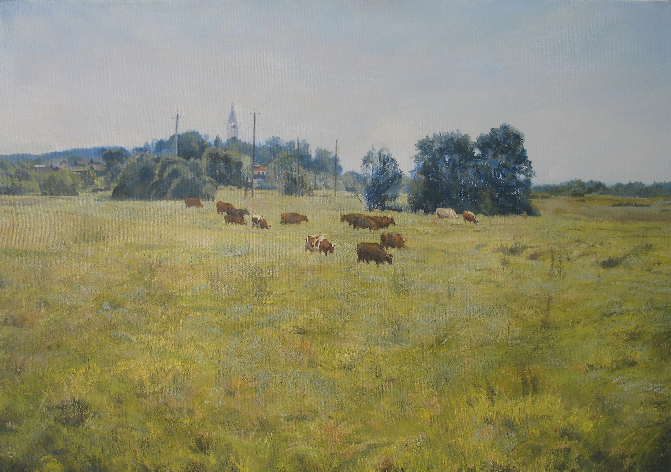 夏天牛群 2010年. 39х57 布面油画